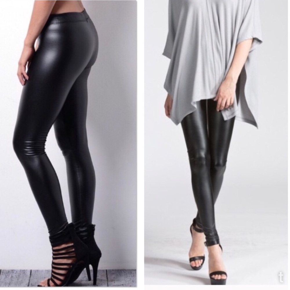 LAST ONE! Black Faux Leather Leggings Size Small - Picture 4 of 7